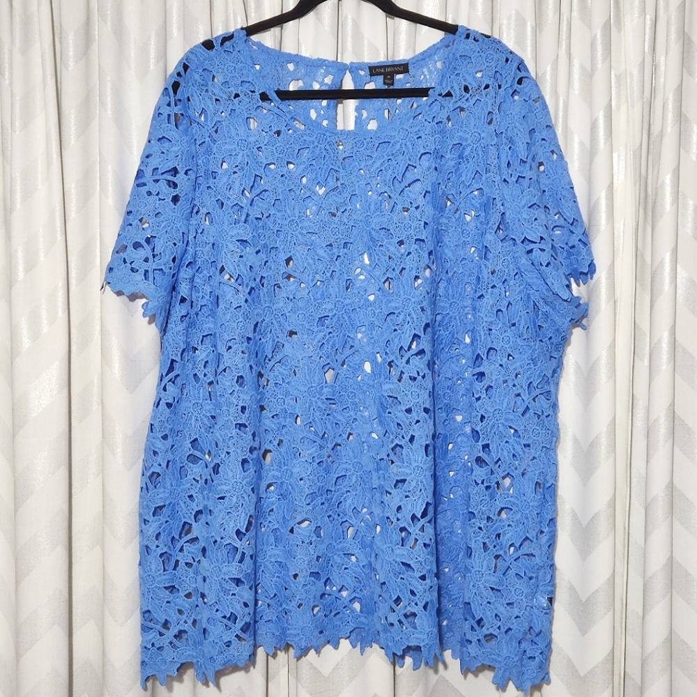 Lane Bryant Short Sleeve Crochet Lace Top